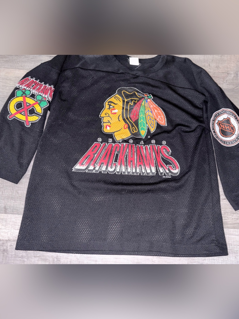 Vintage 90s CCM Chicago Blackhawks Center Ice hockey Jersey Black Size XL NHL